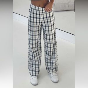 Princess Polly Black and White Wide-Leg Trousers - Size 6